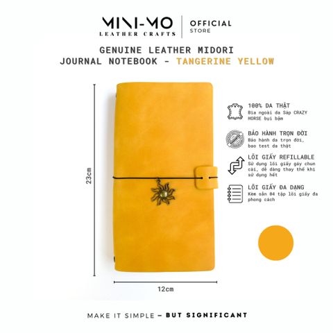 Sổ tay ghi chép MINI-MO bìa da bò PULLUP, màu Vàng Tangerine, kích thước 22x11cm - SD03