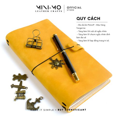 Sổ tay ghi chép MINI-MO bìa da bò PULLUP, màu Vàng Tangerine, kích thước 22x11cm - SD03