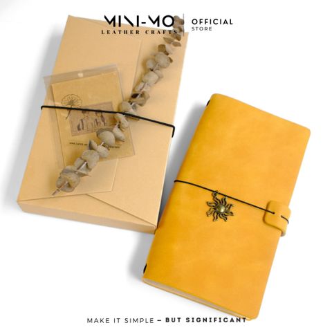 Sổ tay ghi chép MINI-MO bìa da bò PULLUP, màu Vàng Tangerine, kích thước 22x11cm - SD03