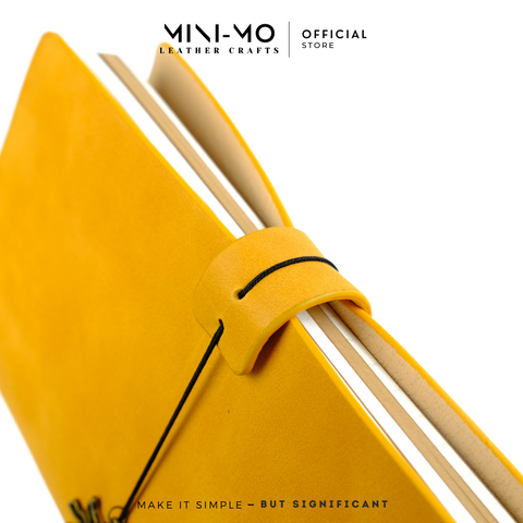 Sổ tay ghi chép MINI-MO bìa da bò PULLUP, màu Vàng Tangerine, kích thước 22x11cm - SD03