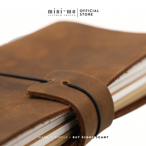 Sổ Tay Ghi Chép Midori Journals MINI-MO Bìa Da Da Bò Sáp Crazy Horse Classic Size M 18x12cm. MDS-02