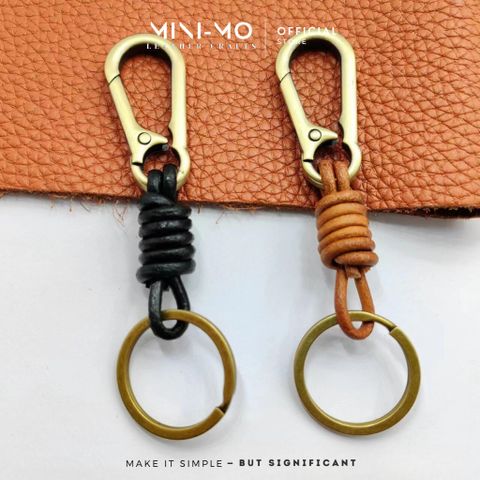 Móc chìa khóa MINI-MO dây da bò thật, khoen thép không gỉ, bảo hành da trọn đời MK-02