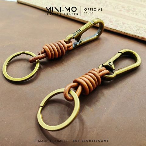 Móc chìa khóa MINI-MO dây da bò thật, khoen thép không gỉ, bảo hành da trọn đời MK-02