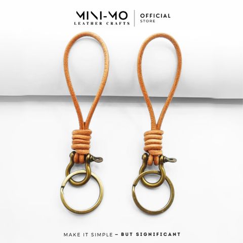 Móc chìa khóa MINI-MO dây da bò thật, khoen thép không gỉ, bảo hành da trọn đời MK-02