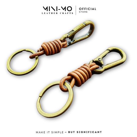 Móc chìa khóa MINI-MO dây da bò thật, khoen thép không gỉ, bảo hành da trọn đời MK-02