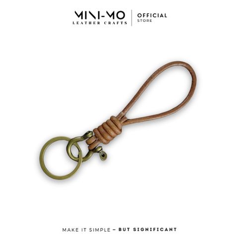 Móc chìa khóa MINI-MO dây da bò thật, khoen thép không gỉ, bảo hành da trọn đời MK-02