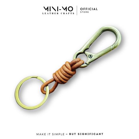 Móc chìa khóa MINI-MO dây da bò thật, khoen thép không gỉ, bảo hành da trọn đời MK-02
