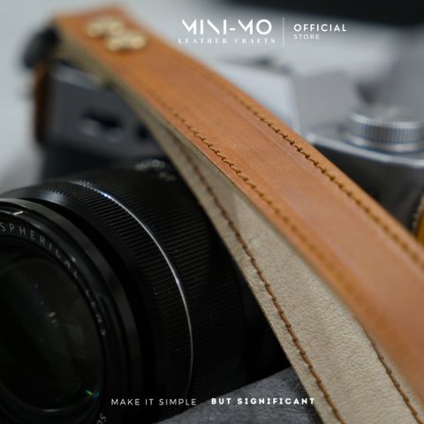 Dây đeo máy ảnh DSLR/Mirrorless MINI-MO phiên bản đeo cổ tay nâng cấp, da bò Veg Tan nhuộm màu thủ công, CS-V03