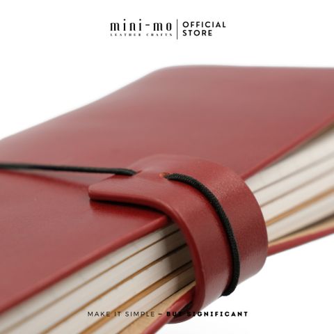 Sổ tay ghi chép MINI-MO bìa da bò Pullup màu Đỏ Rượu vang, kích thước 22x11cm - Cao cấp và sang trọng cho người yêu thích sáng tạo
