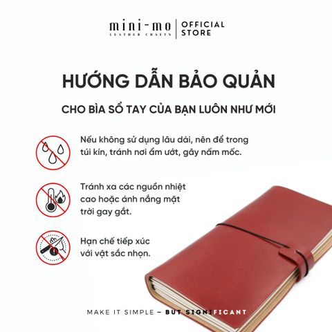 Sổ tay ghi chép MINI-MO bìa da bò Pullup màu Đỏ Rượu vang, kích thước 22x11cm - Cao cấp và sang trọng cho người yêu thích sáng tạo