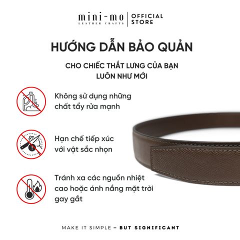 Thắt Lưng Nam MINI-MO Bản 3.4cm Chất Liệu Da Epsom Crater Brown Thiết Kế Nam Tính Tinh Tế