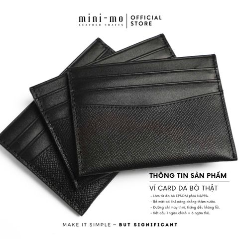 Ví Thẻ Card Holder Unisex Da Bò EPSOM Mix NAPPA - Thiết Kế Nhỏ Gọn, Phong Cách Thanh Lịch - Mẫu VMN-004 Chính Hãng