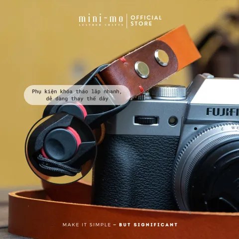 Dây Đeo Máy Ảnh DSLR/Mirrorless MINI-MO Da Vachetta Nâu Indochine - Phụ Kiện Chất Lượng Cao Cho Photographer