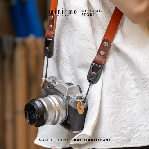 Dây Đeo Máy Ảnh DSLR/Mirrorless MINI-MO Da Vachetta Nâu Indochine - Phụ Kiện Chất Lượng Cao Cho Photographer