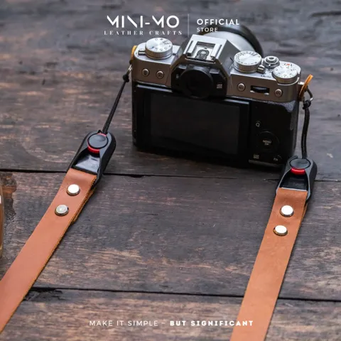 Dây đeo máy ảnh DSLR/Mirrorless MINI-MO Da Bò Thật màu Nâu Burning Sand, CS-01