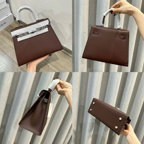 Túi chữ H Kelley dáng cao tag bạc size 25 bản 2 dây hàng QC cao cấp