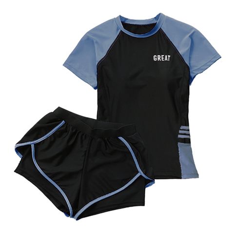 Bộ Đồ Bơi 2 Món Ngắn Tay Thể Thao Cho Nữ - Bikini Polyester Chất Lượng Cao, Phong Cách Thoải Mái, Đẹp Mắt Mùa Hè