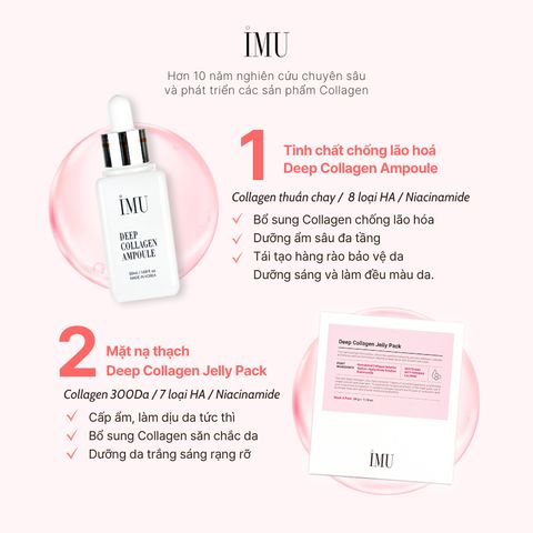 Bộ Quà Tặng Dưỡng Da Chống Lão Hóa IMU Deep Collagen Lifting - 4 Món Tinh Chất, Mặt Nạ Gel, Gel Dưỡng Ẩm và Kem Mắt Hàn Quốc