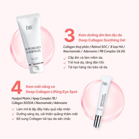 Bộ Quà Tặng Dưỡng Da Chống Lão Hóa IMU Deep Collagen Lifting - 4 Món Tinh Chất, Mặt Nạ Gel, Gel Dưỡng Ẩm và Kem Mắt Hàn Quốc