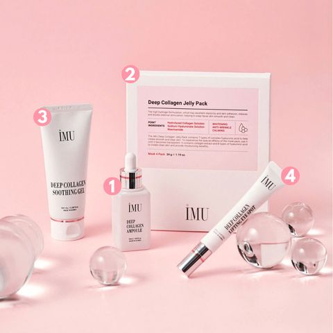 Bộ Quà Tặng Dưỡng Da Chống Lão Hóa IMU Deep Collagen Lifting - 4 Món Tinh Chất, Mặt Nạ Gel, Gel Dưỡng Ẩm và Kem Mắt Hàn Quốc
