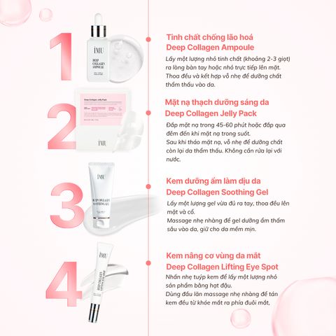 Bộ Quà Tặng Dưỡng Da Chống Lão Hóa IMU Deep Collagen Lifting - 4 Món Tinh Chất, Mặt Nạ Gel, Gel Dưỡng Ẩm và Kem Mắt Hàn Quốc