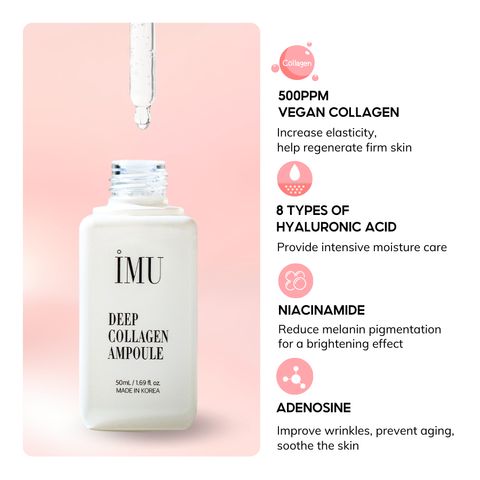 Combo Mặt Nạ Thạch Collagen IMU 4 Miếng + Tinh Chất Ampoule 50ml - Dưỡng Ẩm Chống Lão Hóa, Làm Sáng Da Hàn Quốc