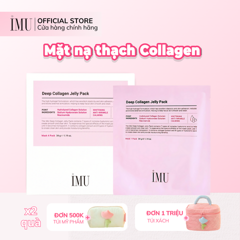 Mặt Nạ Thạch Collagen iMU Deep Jelly Pack 34g - Dưỡng Ẩm, Trắng Da, Phục Hồi, Chậm Lão Hóa - Hộp 4 Miếng Xuất Xứ Hàn Quốc