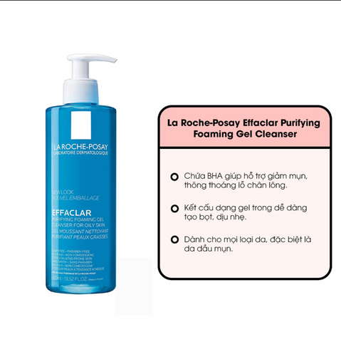 Sữa Rửa Mặt La Roche-Posay Effaclar Gel 400ml - Giải Pháp Dành Cho Da Dầu Mụn, Làm Sạch Sâu và Kiểm Soát Dầu Hiệu Quả