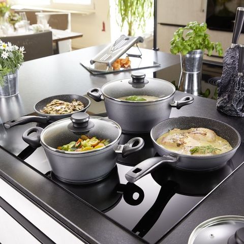 Bộ 5 Nồi Chảo Chống Dính Phủ Đá Stoneline Dùng Bếp Từ - Thiết Kế Hiện Đại, Khỏe Mạnh, Dễ Dàng Vệ Sinh, Nấu Ăn Thoải Mái