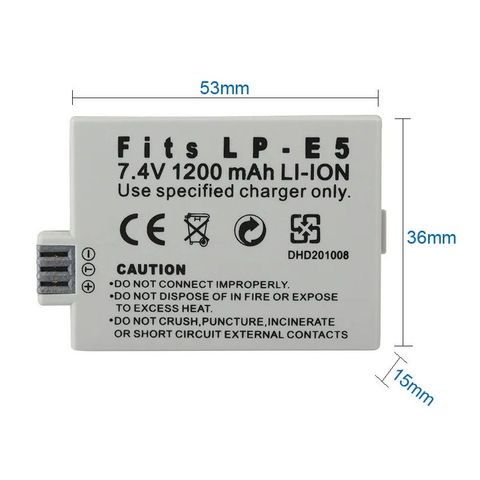 Pin Máy Ảnh Canon LP-E5 7.4V - Phụ Kiện Nhiếp Ảnh Tương Thích Canon EOS 1000D, 500D, 450D, Kiss X3, Rebel X
