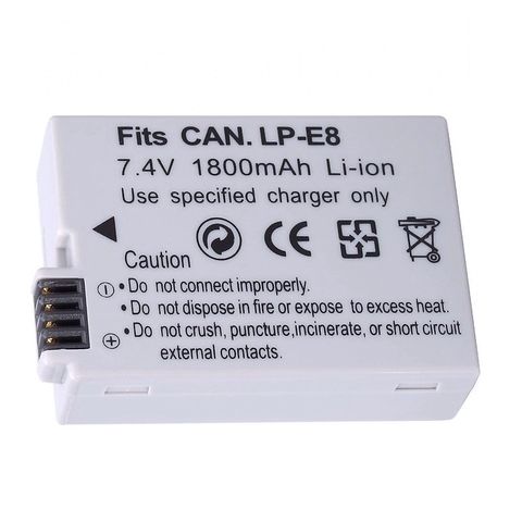 Pin Máy Ảnh Canon LP-E8 7.4V - Dung Lượng Cao Cho Canon EOS 550D, 600D, 650D, 700D, Kiss X4, X5, X6i, X7i, T2i, T3i