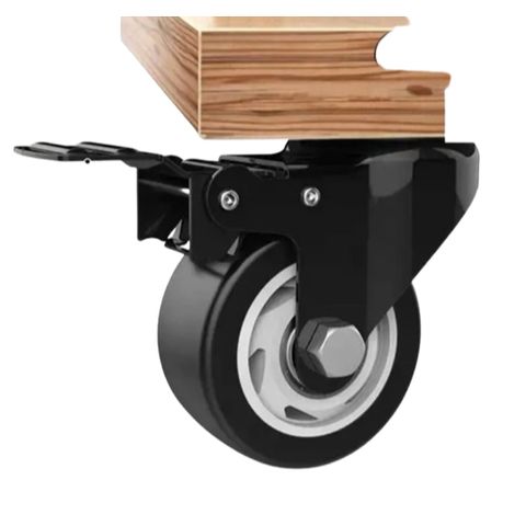 Bánh Xe PU Đế Vuông Có Khóa 50mm - Bánh Xe Đen Chịu Tải Tốt Cho Đồ Nội Thất & Thiết Bị Di Động