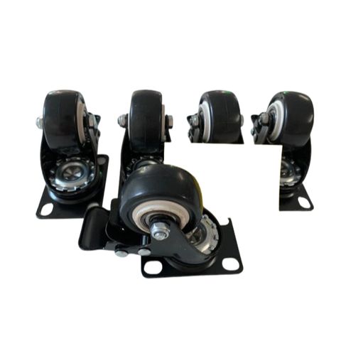 Bánh Xe PU Đế Vuông Có Khóa 50mm - Bánh Xe Đen Chịu Tải Tốt Cho Đồ Nội Thất & Thiết Bị Di Động