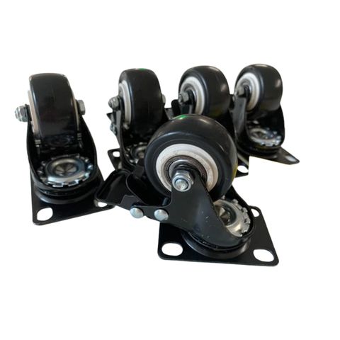 Bánh Xe PU Đế Vuông Có Khóa 50mm - Bánh Xe Đen Chịu Tải Tốt Cho Đồ Nội Thất & Thiết Bị Di Động