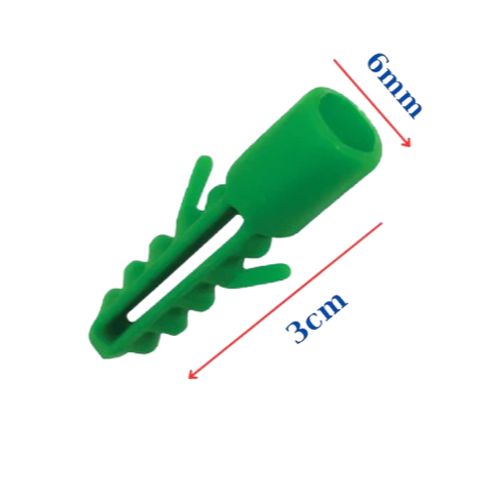 Tắc Kê Nhựa Xanh Lá 6li - Bịch 100 Cái, Ứng Dụng Lắp Khung Cửa, Bản Lề, Vách Ngăn và Nội Thất
