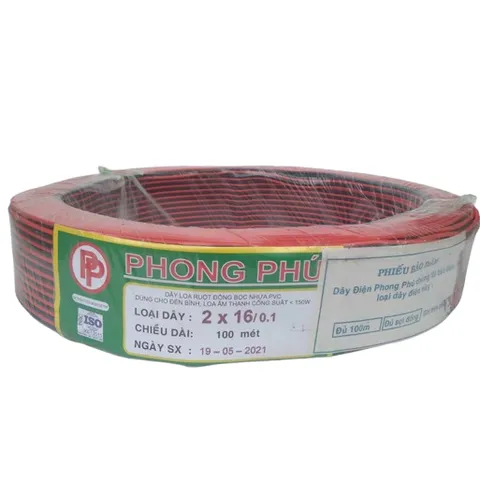 100 Mét Dây Điện Đôi Đỏ Đen PHONG PHÚ Chính Hãng ( 2 x 10, Lõi: 0.1 ) LÕI ĐỒNG NGUYÊN CHẤT 100%