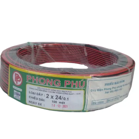 100 Mét Dây Điện Đôi Đỏ Đen PHONG PHÚ Chính Hãng ( 2 x 10, Lõi: 0.1 ) LÕI ĐỒNG NGUYÊN CHẤT 100%