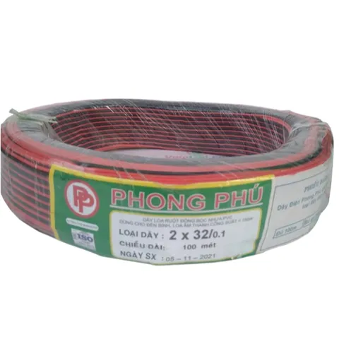 100 Mét Dây Điện Đôi Đỏ Đen PHONG PHÚ Chính Hãng ( 2 x 10, Lõi: 0.1 ) LÕI ĐỒNG NGUYÊN CHẤT 100%