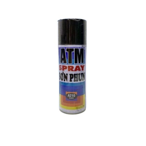 Sơn Xịt ATM Spray Màu Đen Bóng A210 - Sơn Nhanh Khô Giữ Màu Bền Đẹp Cho Đồ Gỗ, Kim Loại, Đồ Chơi Trẻ Em, Xe Đạp, Xe Máy