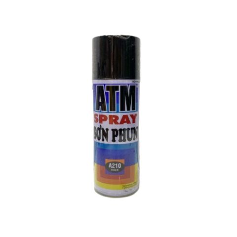 Sơn Xịt ATM Spray Màu Đen Bóng A210 - Sơn Nhanh Khô Giữ Màu Bền Đẹp Cho Đồ Gỗ, Kim Loại, Đồ Chơi Trẻ Em, Xe Đạp, Xe Máy