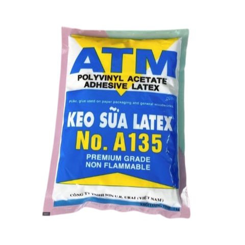 Keo Sữa ATM Latex A-135 - Bám Dính Tốt, Bền Dẻo Dùng Dán Giấy, Gỗ, Nhựa - Bịch 1kg An Toàn Cho Người Sử Dụng