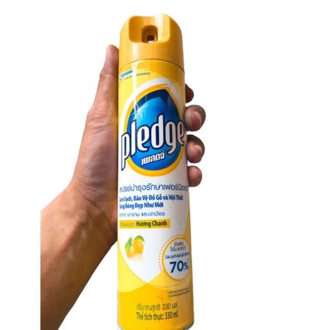 Xịt Đánh Bóng Gỗ Pledge Hương Chanh 330ML - Chai Xịt Làm Sạch và Bảo Vệ Đồ Gỗ Cao Cấp, An Toàn cho Mặt Bằng Gỗ, Da, Sơn Mài