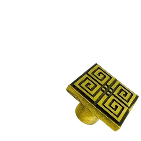 Núm Tủ Bằng Đồng Lớn Vuông Triện Vàng Đen - Tủ Bếp, Tủ Quần Áo, Phụ Kiện Đồ Gia Dụng Đẳng Cấp