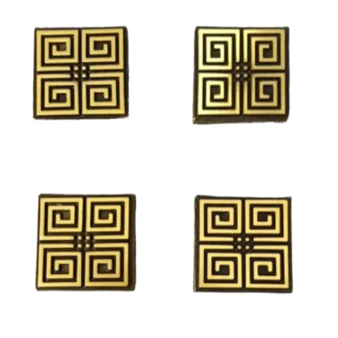 Núm Tủ Bằng Đồng Lớn Vuông Triện Vàng Đen - Tủ Bếp, Tủ Quần Áo, Phụ Kiện Đồ Gia Dụng Đẳng Cấp