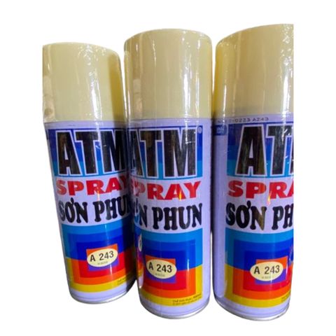 Sơn Xịt ATM A243 Màu Be Chính Hãng - Sơn Mau Khô Độ Bám Dính Cao Cho Bề Mặt Gỗ Kim Loại, Dụng Cụ Tiện Ích 400ML