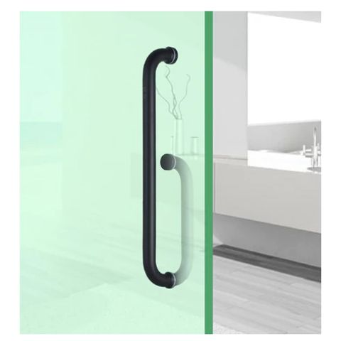 [P19.185.385] Tay Nắm Cửa Kính Phòng Tắm Đứng CABIN Ống phi 19, tim lỗ 185x385 (inox/ đen/ vàng)