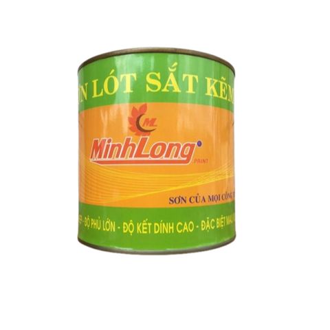 Sơn Lót Sắt Kẽm Minh Long 1KG - Màu Xám Chống Rỉ, Kháng Nước, Dính Bám Tốt Cho Kim Loại và Bê Tông
