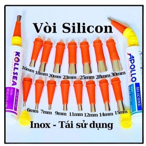 Combo 14 Đầu Vòi Bắn Keo Silicon Chống Mài Mòn - Phụ Kiện Tiện Ích Cho Keo Apollo, Dùng An Toàn Đối Với Kính và Tường