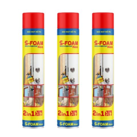 Keo Bọt Nở S-Foam 750ML - Chống Nước, Cách Nhiệt, Bịt Kín Khe Nứt và Lỗ Hở, Dụng Cụ Sửa Chữa Chuyên Dụng