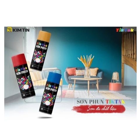 1 Thùng Sơn xịt sơn phun TIKTAK đủ màu hàng cao cấp - chai 400ml (12 chai / thùng)
